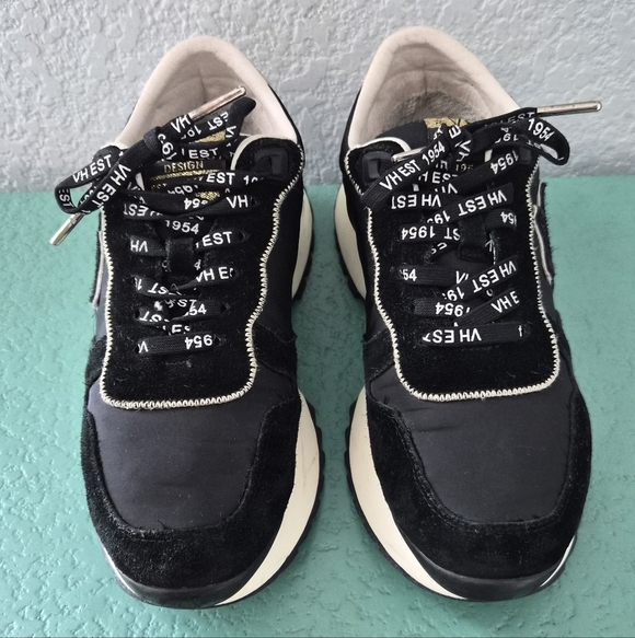 Vintage Havana Star Platform Sneakers Black Gold Size 7 - Picture 3 of 14